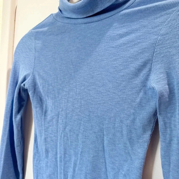 NWT Aerie Ribbed Turtleneck Bodysuit Long Sleeve in Light Blue - Picture 8 of 8